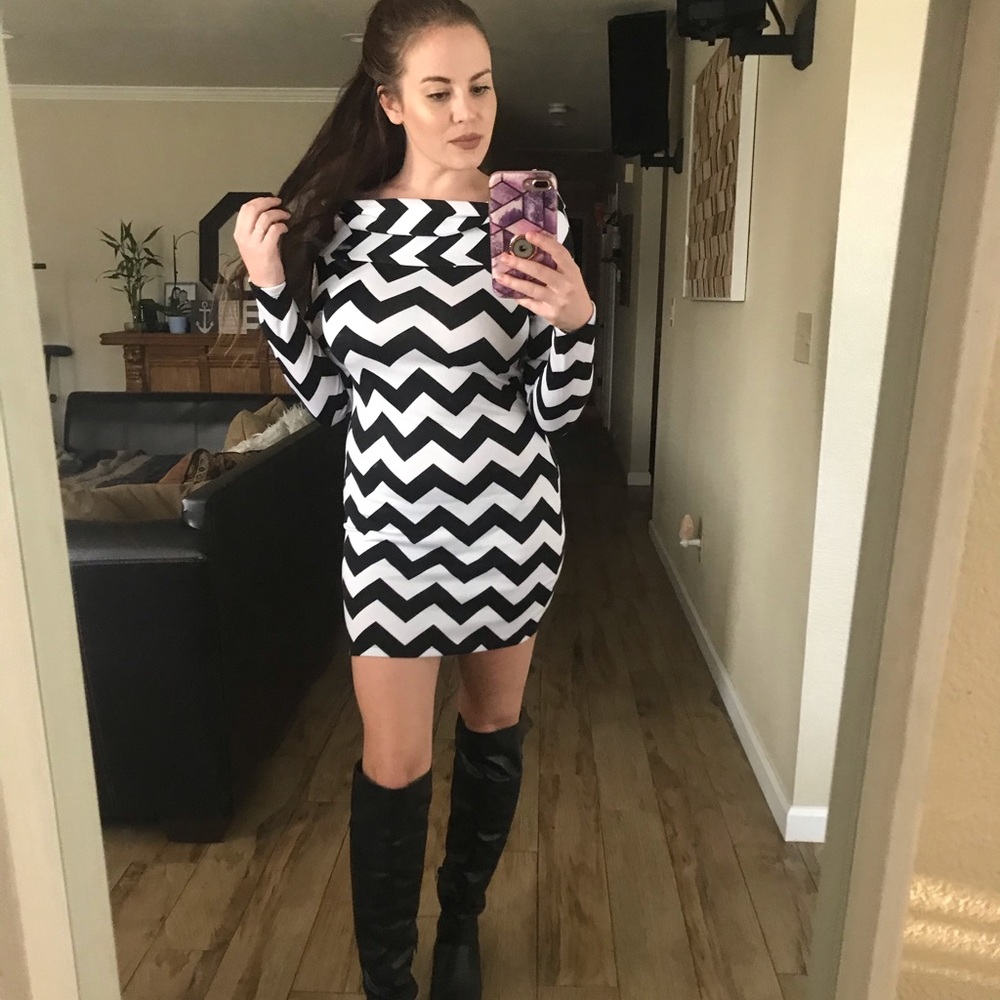 Warm Zig-zag Dress 🦓🖤